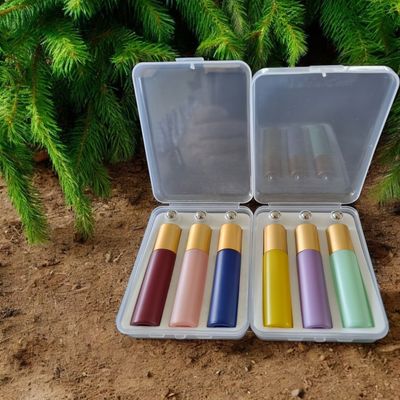 10mL MACARON COLOURED ROLLER BOTTLES - SET OF 6 + FREE CASES