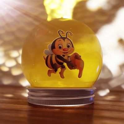 HONEY BEE DOMES with Bee Image 150ml (200g Honey Approx)  + Honey Dipper