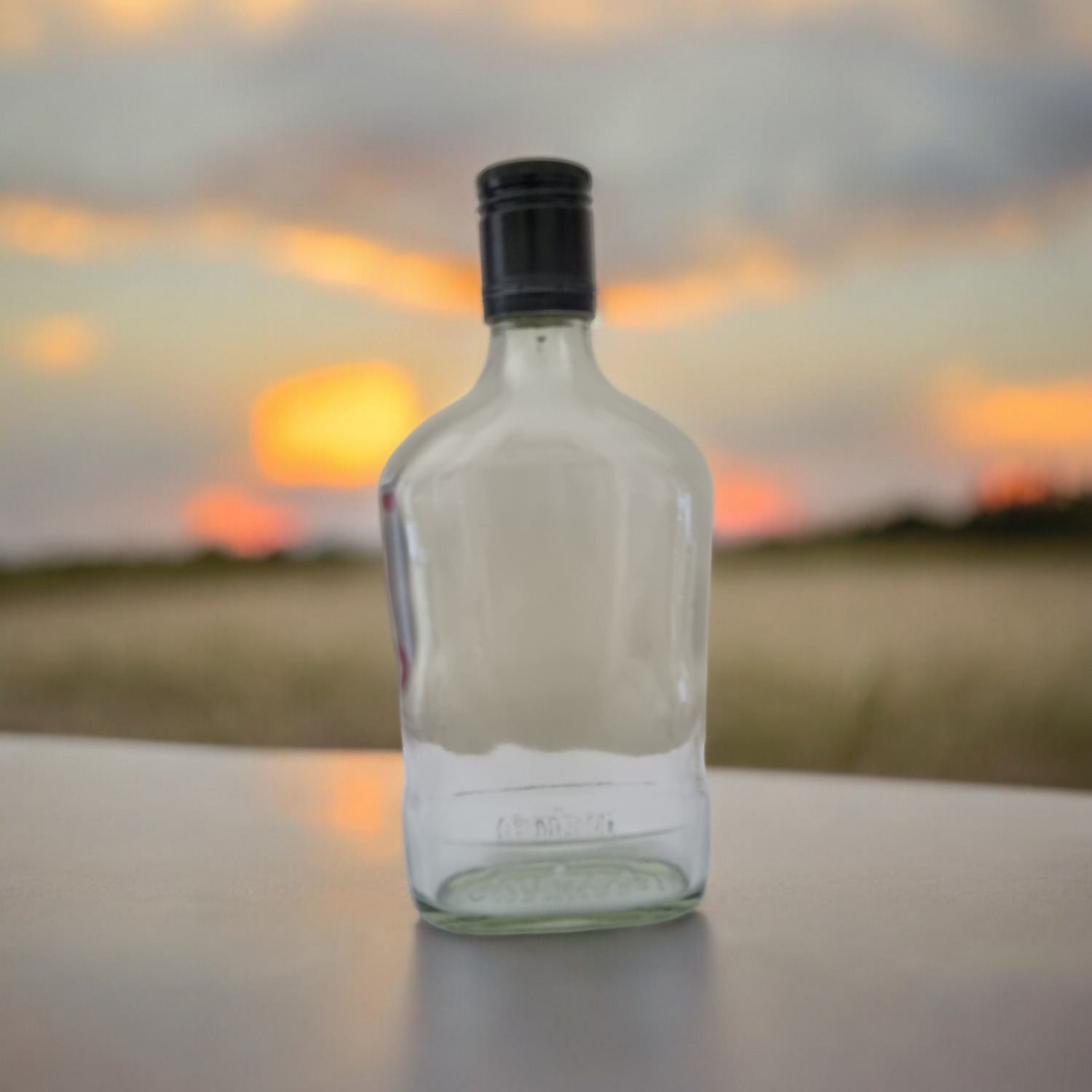 350ml Whisky Spirit Hip Flask with CHOICE of NEW 29mm BLACK Screw Cap (CLEAN RECYCLED BOTTLES)