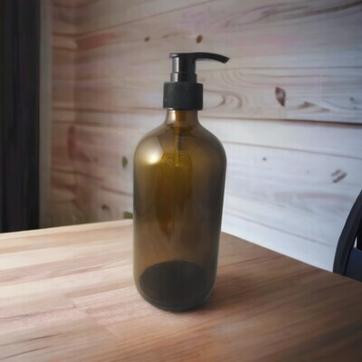 450mL Amber Glass Boston with Black (NON-RIBBED) 28/410 Lotion Pump 450mL Amber Glass Boston with Black (NON-RIBBED) 28/410 Lotion Pump