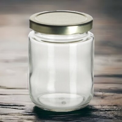 250ml or 8oz Glass Jar &amp; Choice of 63mm Metal Twist cap Colour (60 Pcs)