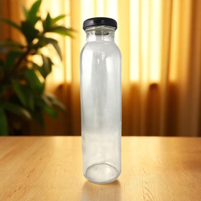 300mL Cylinder Juice/Milk or sauce Glass Bottle &amp; Choice of 38mm Metal Twist On Lid  (48 Pcs)