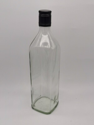 700mL Whisky Spirit Clear Glass Bottle with choice of 29mm BLACK Screw Metal caps (12 pcs with carton dividers)
