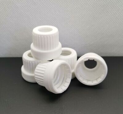 18mm White TAMPER Evident Caps (EURO STYLE) for Droppers (Cap Only) - BULK 100pcs