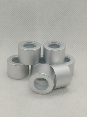 18mm MATT SILVER Alumina Dropper Caps (Fits 5ml to 100ml Bostom 18mm Necks) - BULK Pack 100 Pcs