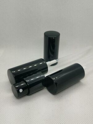 18mm Atomiser Sprays- GLOSS Black (18mm neck Boston Bottles 5ml to 100ml) Inc O Ring Bulk Pack 50