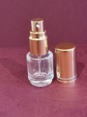3mL Round Clear Glass Perfume Atomiser with GOLD Atomiser  &amp; GOLD Overcap (2 Ring)