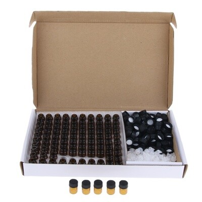 1 mL (1/4 Dram) Amber Glass Vial with Oriface &amp; Black Cap- BULK Pack 100 PC TRAY