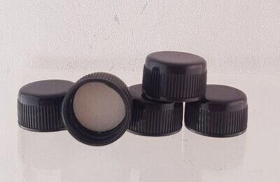 18mm Black Wadded Screw Caps (For Boston Bottles 18/410 )