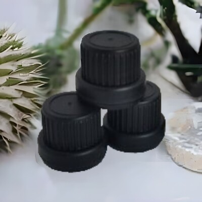 18mm Black Wadded (EURO STYLE) TAMPER EVIDENT Screw Caps (For Boston 18/410 )