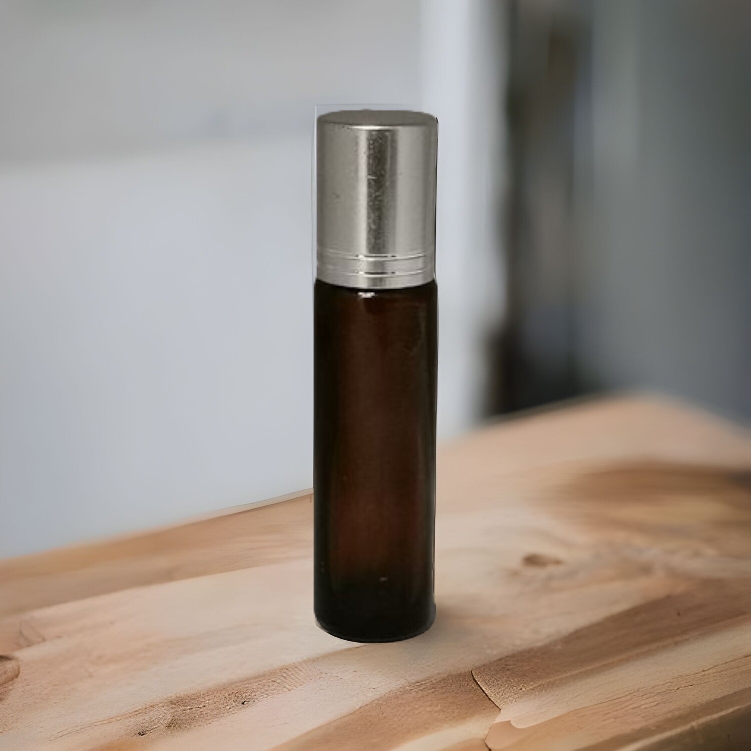 10ml Amber THICK GLASS Metal Roller with SILVER Screw Over Cap