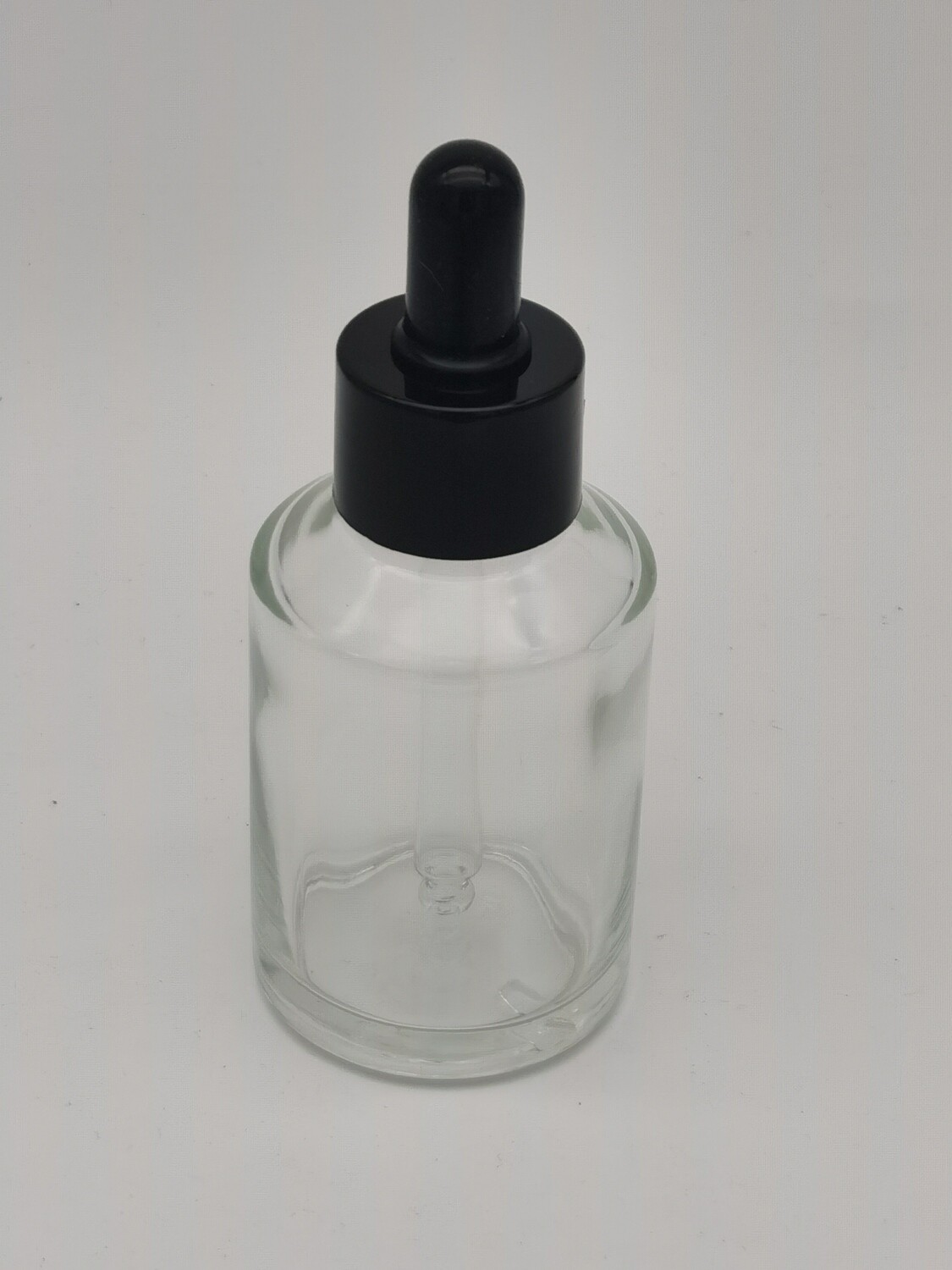 60mL Clear  Round Dropper Bottles Black Teat Gloss Black Cap - BULK Pack of 10