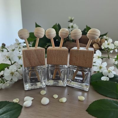 5ml Car Diffuser - Timber Cap &amp; Glass Base with Vent Clip