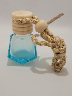 8ml Car Diffuser with Multi Facet Blue Glass and Timber Overcap SPECIAL BUY