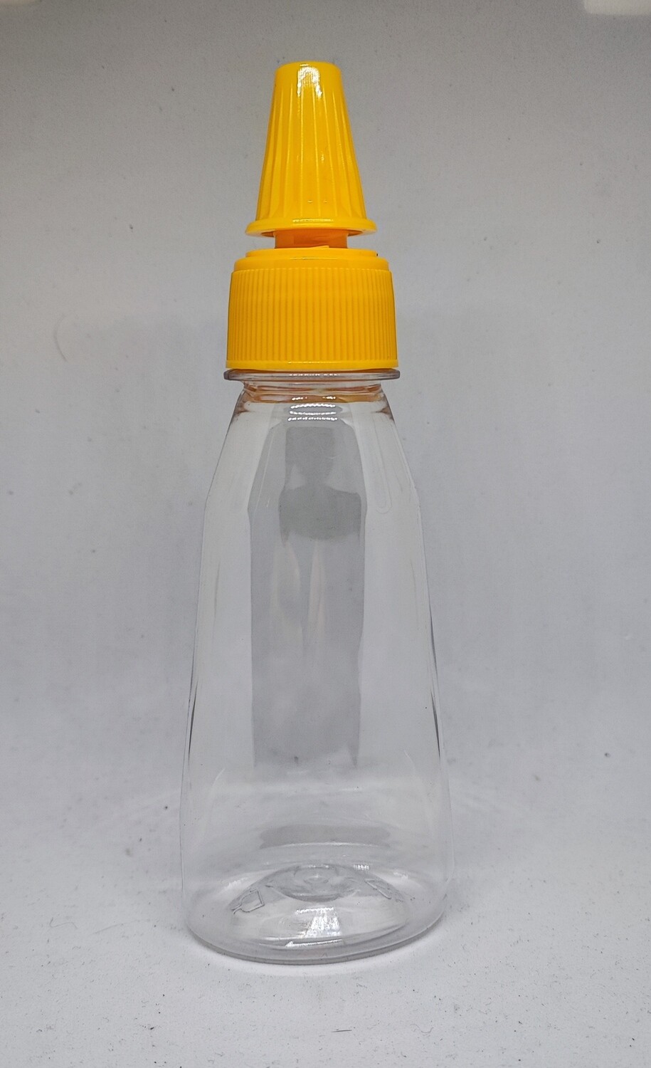 220gm TWIST &amp; SQUEEZE CONE PLASTIC(PET) HONEY or JAM SAUCE CONTAINER