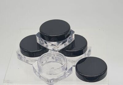 3g Sample POT Cosmetic Makeup Face Cream Lip Acrylic ♹ ♻️Balm Pots Black Cap Square Base