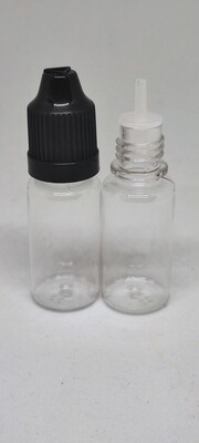 10mL Car Diffuser REFILL CLEAR PET(Plastic) BLACK CAP Bottles - with Childproof Cap PACK OF 50