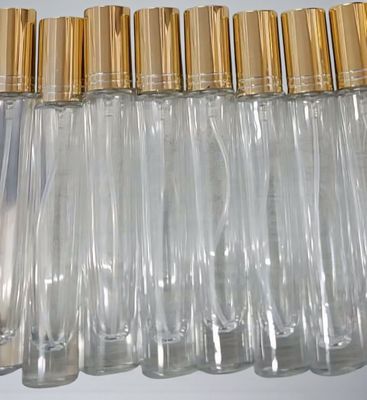 10mL Elegant THICK QUALITY Clear GLASS Atomiser with CHOICE OF Silver or Gold Overcap
