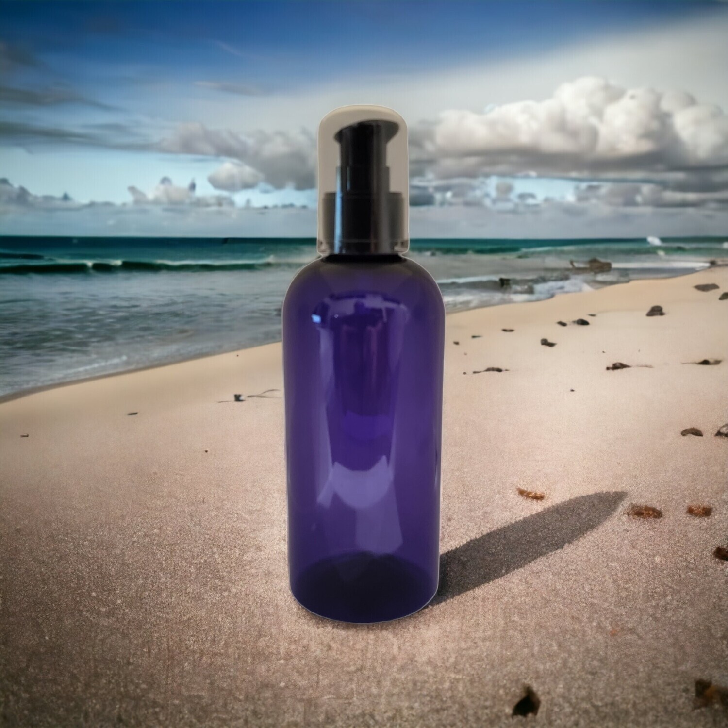 250ml VIOLET (PET) Plastic with 24410 Neck BLACK SERUM PUMP &amp; CLEAR OVERCAP
