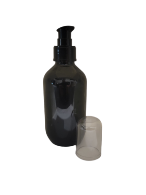 200ml Black Veral (PET) Plastic with 24410 Neck BLACK SERUM PUMP & CLEAR OVERCAP - Single Buy