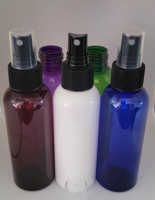 125mL Tall PET (Plastic♲) 24mm Neck Bottle with ATOMISER SPRAYS -PACK of 25 - SELECT FROM 5 COLOURS 125mL Tall PET (Plastic♲) 24mm Neck Bottle with ATOMISER SPRAYS -PACK of 25 - SELECT FROM 5 COLOURS