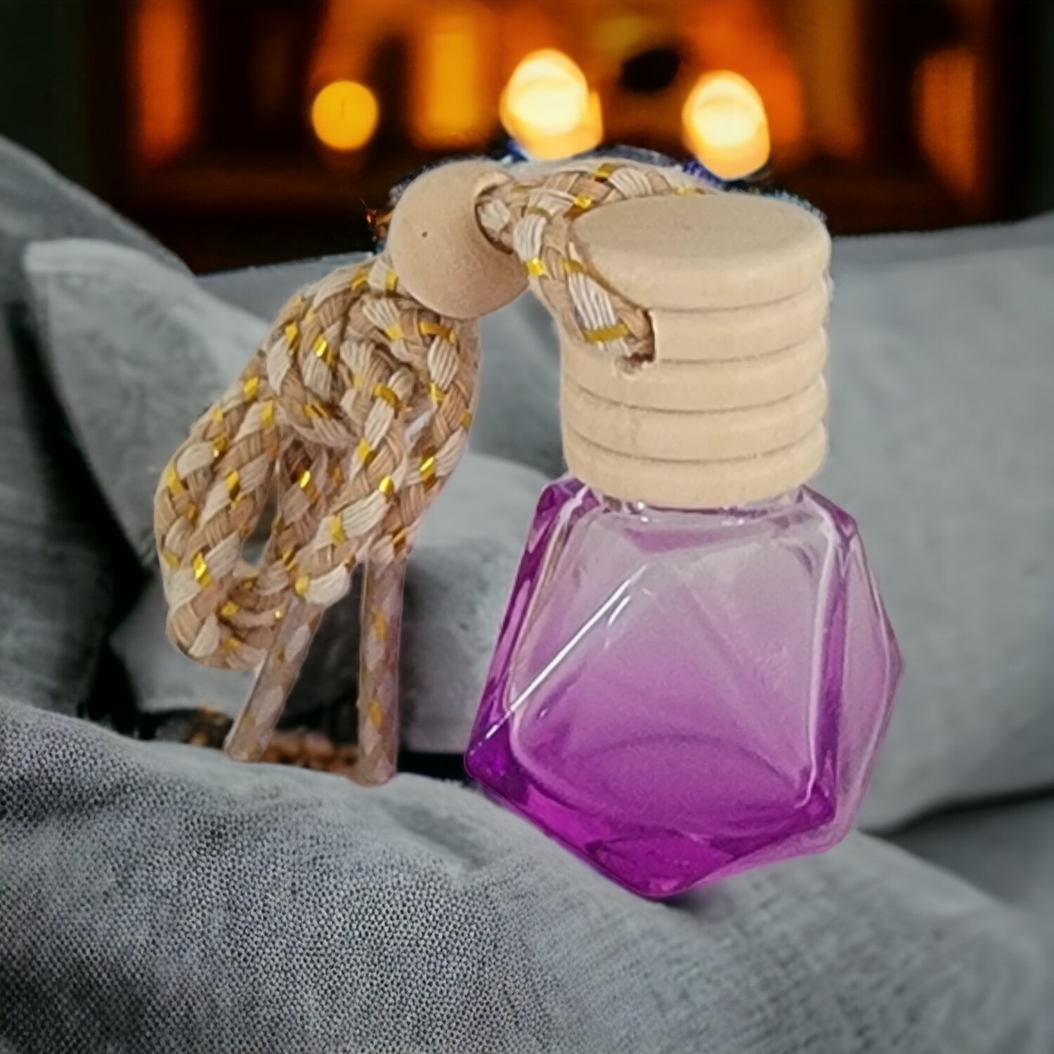 8ml Car Diffuser with Multi Facet LILAC Glass and Timber Overcap - SPECIAL BUY