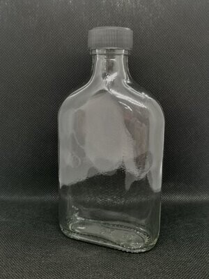 170ml Hip Flask Clear Flint Glass Bottle  (28 Pcs PACK ) - with Choice  of 28mm Cap Colour
