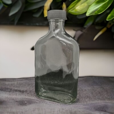 170ml Hip Flask Clear Flint Glass Bottle  (28 Pcs PACK ) - with Choice  of 28mm Cap Colour
