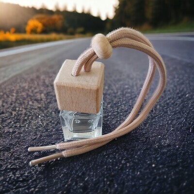 8ml Car Diffuser - Timber Cap &amp; Glass Base with Lace - SPECIAL BUY