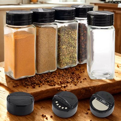 120ml or 4oz Square Clear Glass Jar HERB SPICE STORAGE SHAKER JARS (SET of 12 ) with CHOICE of S/STEEL FUNNEL, SPICE LABELS , CLEANING BRUSH & PEN MARKER 120ml or 4oz Square Clear Glass Jar HERB SPICE STORAGE SHAKER JARS (SET of 12 ) with CHOICE of S/STEEL FUNNEL, SPICE LABELS , CLEANING BRUSH & PEN MARKER