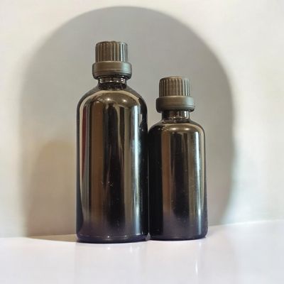 BLACK (GLOSS) GLASS BOSTON AROMA BOTTLES 18mm NECK - 50mL to 100mL  with  BLACK TAMPER (Euro Style) Cap &amp; DRIPULATOR