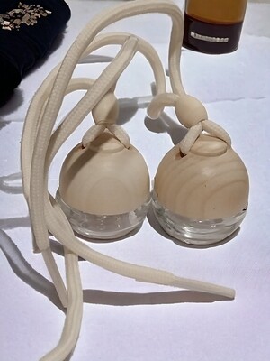 6ml Car Diffuser with CLEAR Glass Bauble Style Timber Overcap SPECIAL BUY