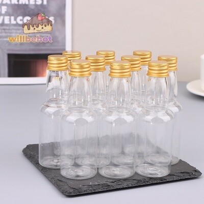50mL Mini Wine,Spirit (PET♲) Clear Bottle with Gold Screw Cap(Food Grade)