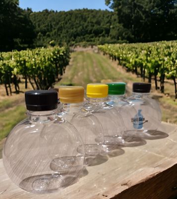 180mL Clear (PET) Round Flat Face Bottles-Food Grade with Colour Choice Tamper Evident Cap