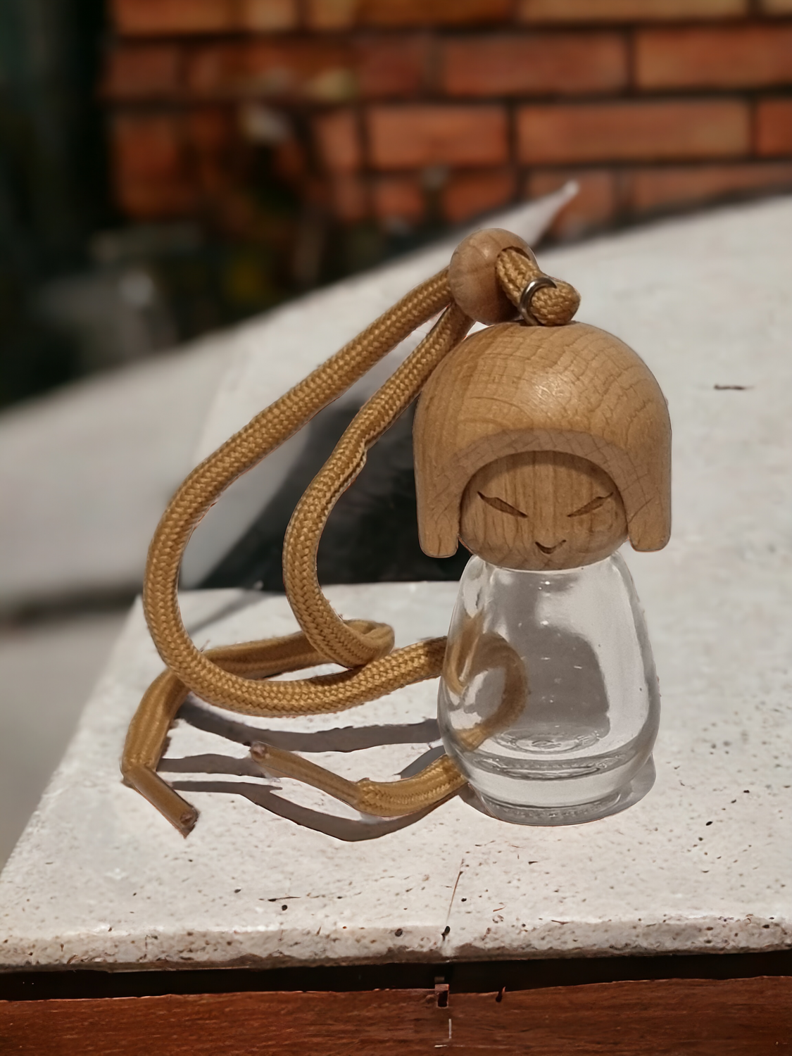 8ml Car Diffuser Japanese Doll Glass and Timber Overcap SPECIAL BUY