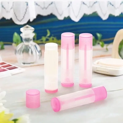 5mL LIP BALM Tubes PINK/Clear - PACK of 10 Pcs