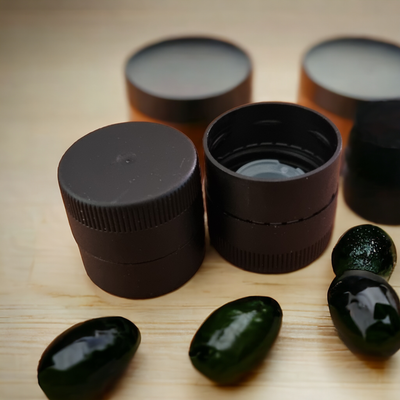 31.5 x 30mm BLACK Plastic Olive Oil Cap with pourer - 100 Pcs