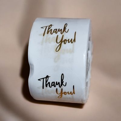 Thank You Stickers - Round CLEAR with GOLD Lettering  2.54 Cm - 500pcs/roll,