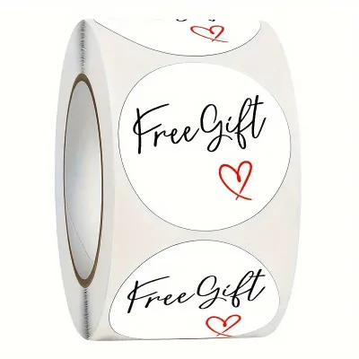 FREE GIFT STICKERS 25MM X 500PC ROLL -WHITE