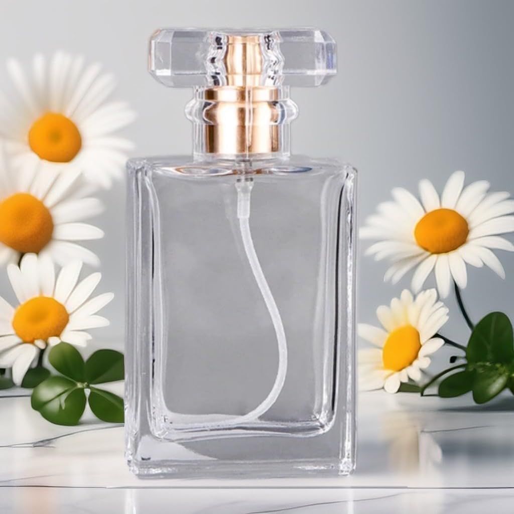 30mL Square Clear Glass COCO STYLE  GOLD Atomiser with CLEAR Cap