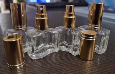 10mL Rectangle WAVE  Glass Atomiser with GOLD  Overcap (2 Ring)