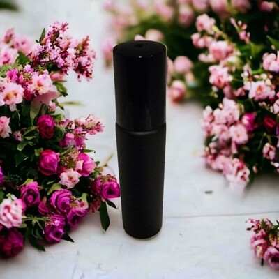 10ml MATT BLACK THICK GLASS with Metal Roller with BLACK Screw Cap