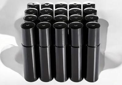 10ml GLOSS BLACK THICK GLASS with Metal Roller with BLACK Screw Cap
