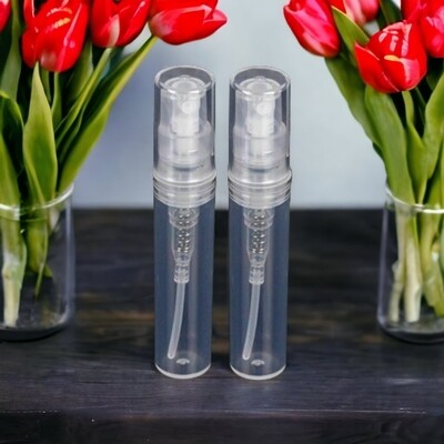 2ml Natural Coloured Plastic Atomiser with Clipon Overcap PACK OF 100 Pcs