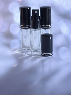 3ml  Glass Atomiser with GLOSS BLACK (2 LINE) Overcap