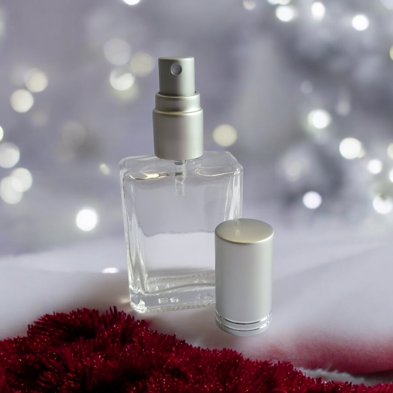 15mL Rectangle Glass Atomiser with MATT SILVER (2Ring) Overcap