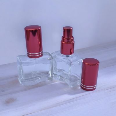 10mL Rectangle WAVE  Glass Atomiser with RED Overcap (2 Ring)