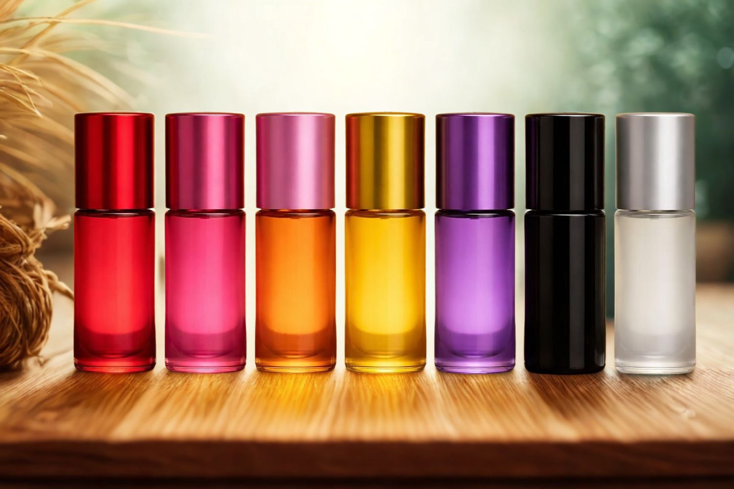5mL MACARON COLOURED ROLLER BOTTLES - SET OF 7 + FREE SMALL S/STEEL FUNNEL : FREE BALL TOOL OR SINGLE COLOUR ONLY