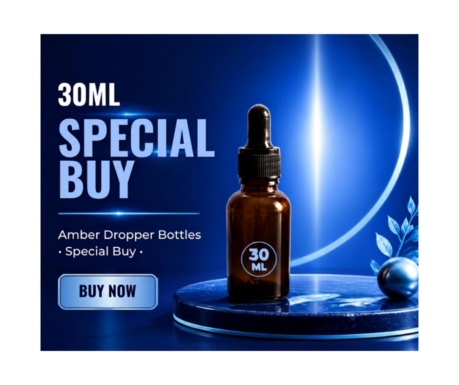 30mL AMBER GLASS AROMA DROPPER BOTTLE COMPLETE SET - SPECIAL BUY