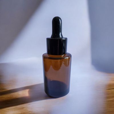 30ML AMBER (FULL GLASS COLOUR) SQUARE SHOULDER BLACK CAP &amp; TEAT DROPPER BOTTLE - SPECIAL BUY